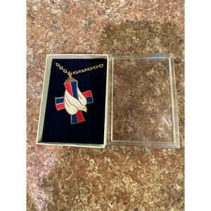 Vintage confirmed in Christ Dove/cross necklace Holy Spirit golden with chain